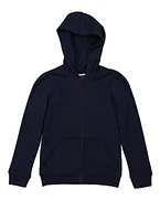 French Toast Girls 7-16 Fleece Zip Front Hoodie, Blue, Size 14-16
