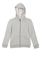 French Toast Girls 7-16 Zip Front Hooded Sweatshirt, Grey, Size 10-12