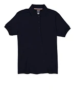 French Toast Girls Plus Size 10.5-20.5 Solid Picot Collar Polo Shirt, Blue, Size 10-12P