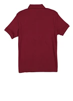French Toast Girls Plus Size 10.5-20.5 Picot Collar Interlock Polo Shirt, Burgundy, Size 14-16P