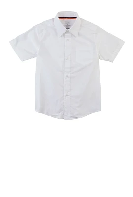 French Toast Boys 4-7 Poplin Short Sleeve Shirt, White,