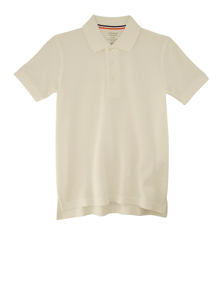 French Toast Boys 4-7 Solid Short Sleeve Pique Polo Shirt, White, Size 4-5