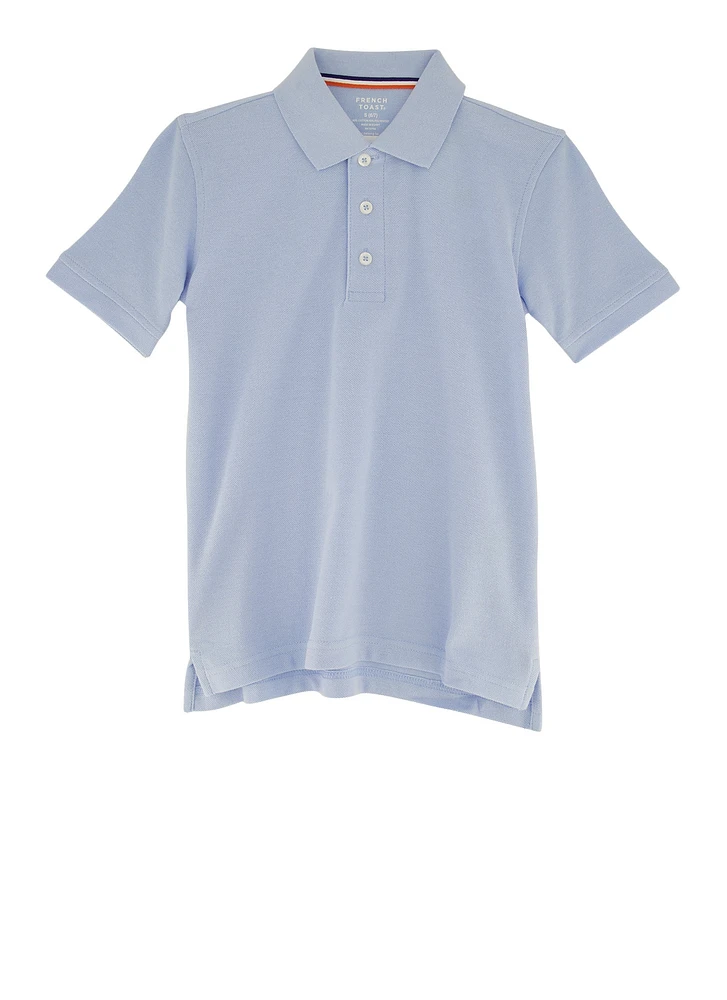 French Toast Boys 4-7 Solid Short Sleeve Pique Polo, Blue, Size 4-5