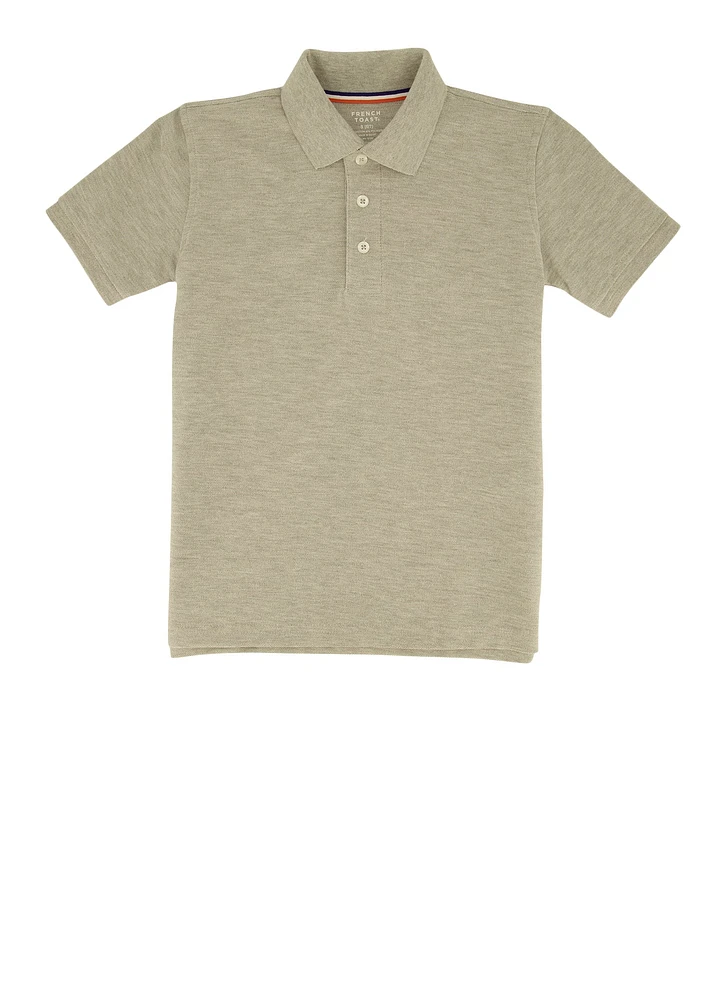 French Toast Boys 4-7 Marled Short Sleeve Pique Polo, Grey, Size 4-5
