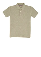 French Toast Boys 4-7 Marled Short Sleeve Pique Polo, Grey, Size 4-5
