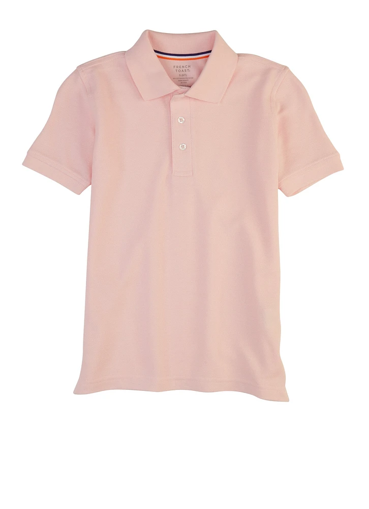 French Toast Boys 4-7 Basic Pique Polo Shirt, Pink, Size 4-5