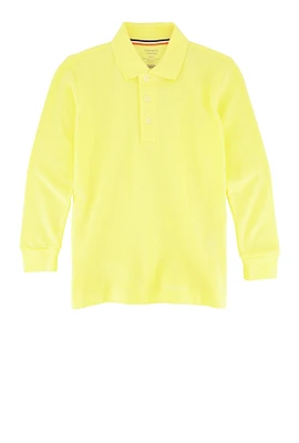 French Toast Boys 4-7 Pique Long Sleeve Polo Shirt, Yellow, Size 6-7