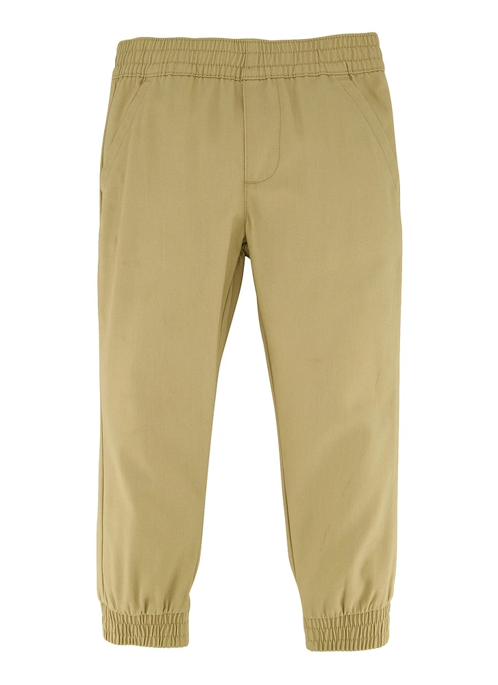 French Toast Boys 4-7 Solid Twill Joggers, Khaki, Size 4