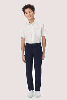 French Toast Boys 8-14 Poplin Short Sleeve Shirt, White, Size 10