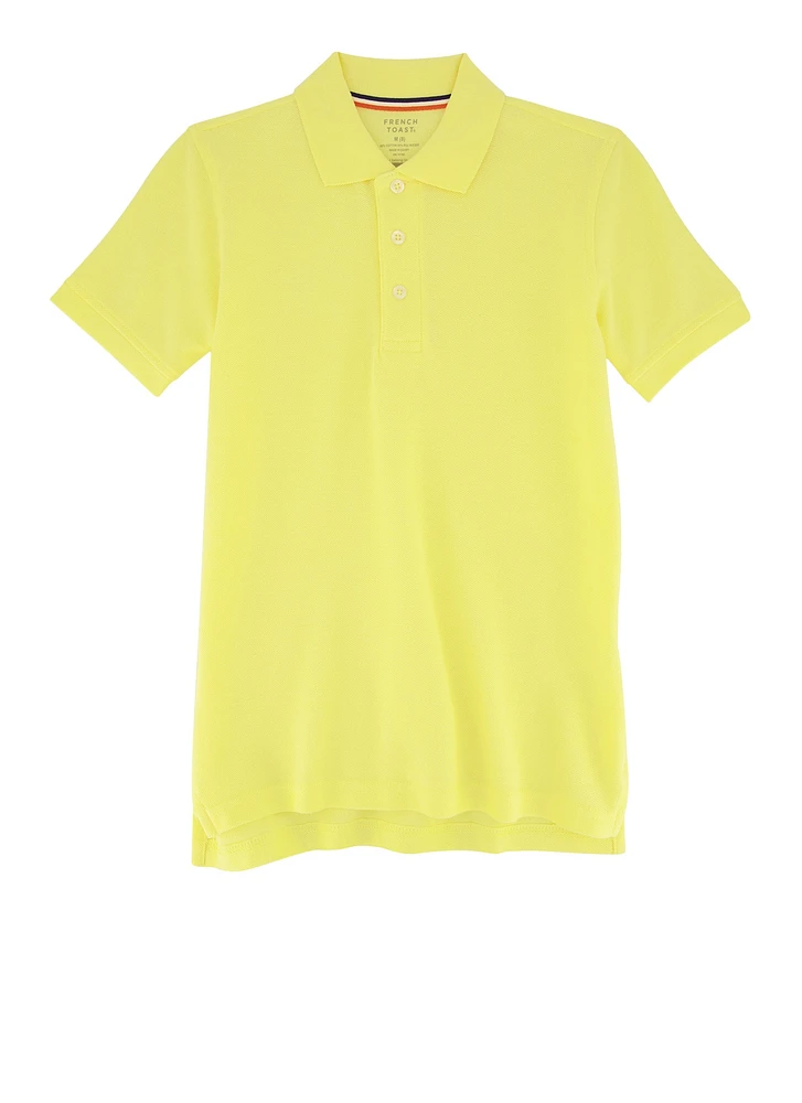 French Toast Boys 8-16 Picot Collar Polo Shirt, Yellow, Size 14-16