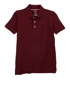 French Toast Boys 8-14 Basic Pique Polo Shirt, Burgundy,