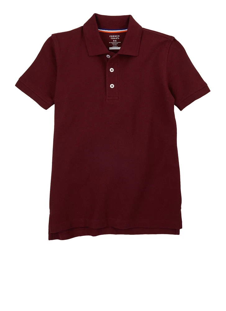 French Toast Boys 8-14 Basic Pique Polo Shirt, Burgundy,