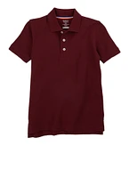 French Toast Boys 8-14 Basic Pique Polo Shirt, Burgundy,