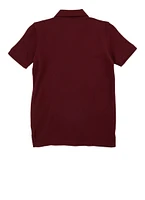 French Toast Boys 8-14 Basic Pique Polo Shirt, Burgundy,