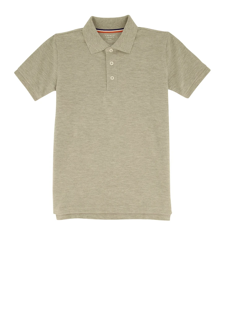 French Toast Boys 8-14 Marled Short Sleeve Pique Polo, Grey, Size 8