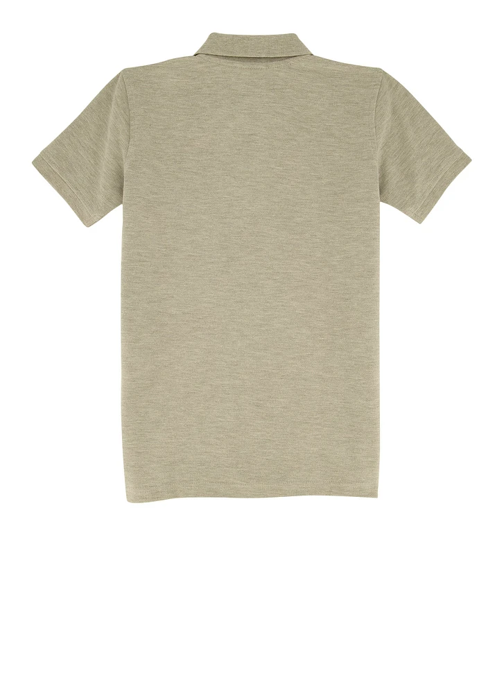 French Toast Boys 8-14 Marled Short Sleeve Pique Polo, Grey,