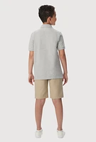 French Toast Boys 8-14 Marled Short Sleeve Pique Polo, Grey, Size 10-12