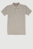 French Toast Boys 8-14 Marled Short Sleeve Pique Polo, Grey, Size 10-12