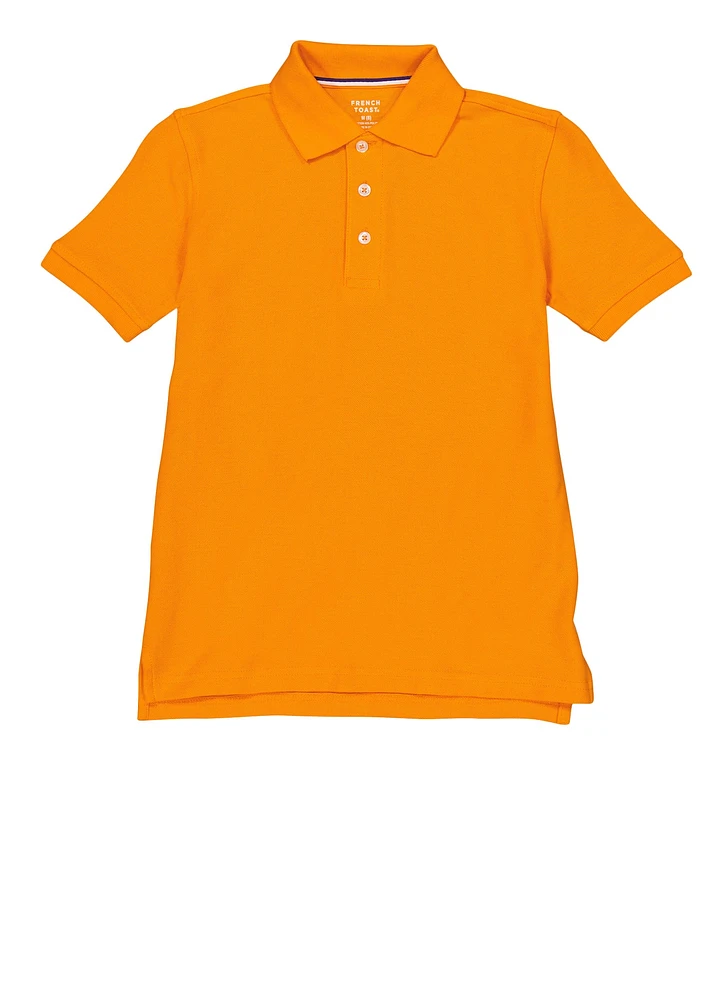 French Toast Boys 8-14 Solid Short Sleeve Polo Shirt, Orange, Size 14-16
