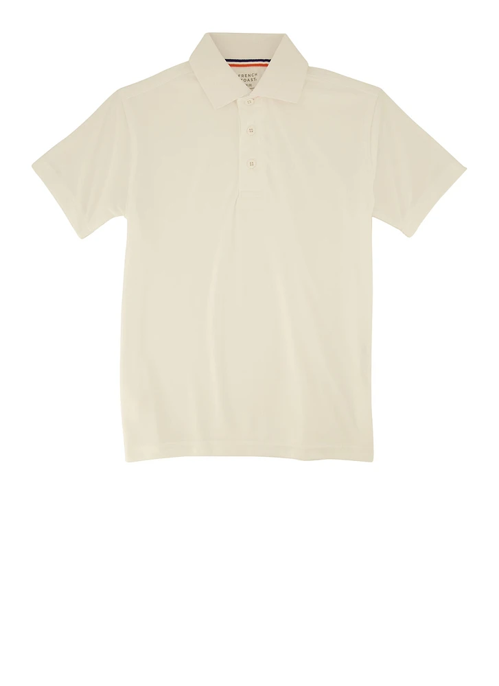 French Toast Boys 8-14 Solid Short Sleeve Pique Polo Shirt, White, Size 10-12