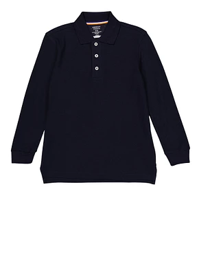 French Toast Boys 8-14 Long Sleeve Polo Shirt, Blue, Size 8
