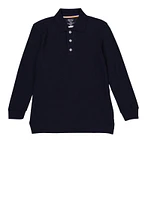 French Toast Boys 8-14 Long Sleeve Polo Shirt, Blue, Size 8