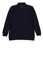 French Toast Boys 8-14 Long Sleeve Polo Shirt, Blue, Size 8