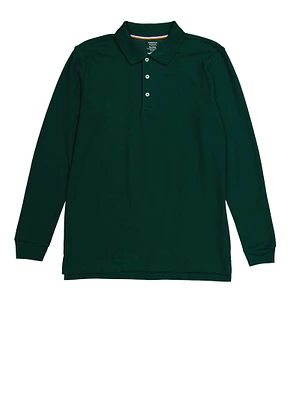 French Toast Boys 16-20 Long Sleeve Polo Shirt, Green, Size 18-20