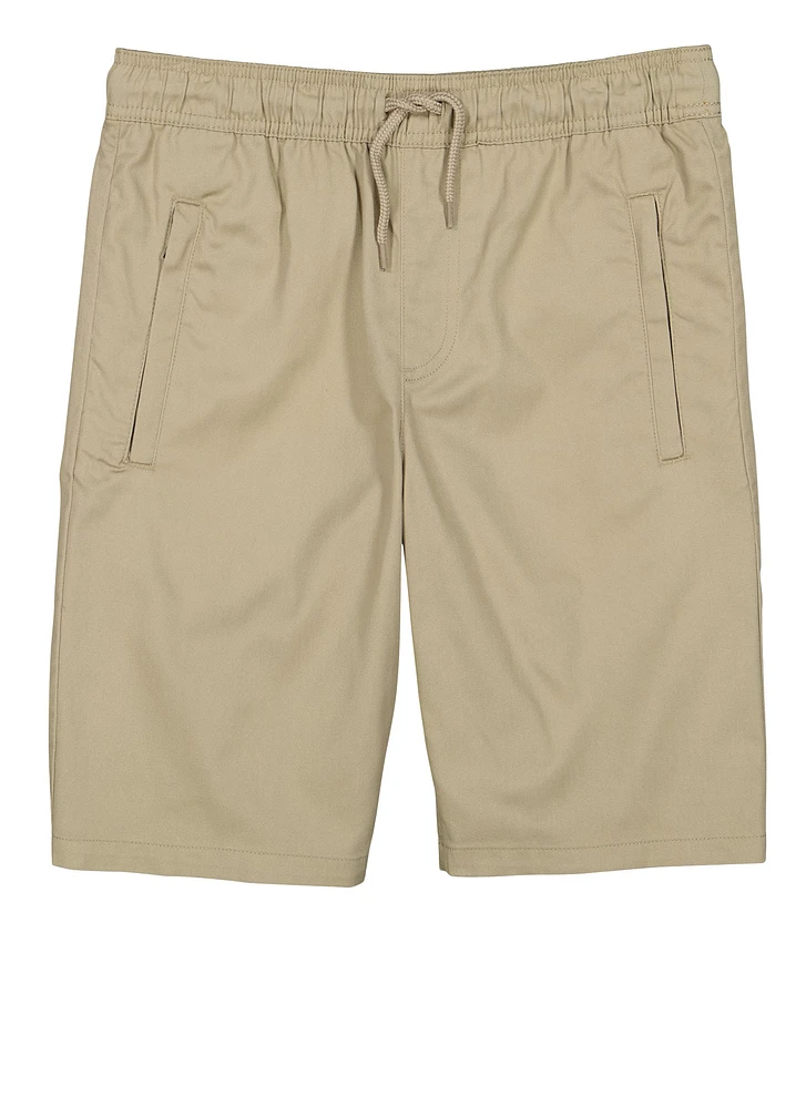 French Toast Boys 16-20 Drawstring Zip Pocket Shorts, Khaki,