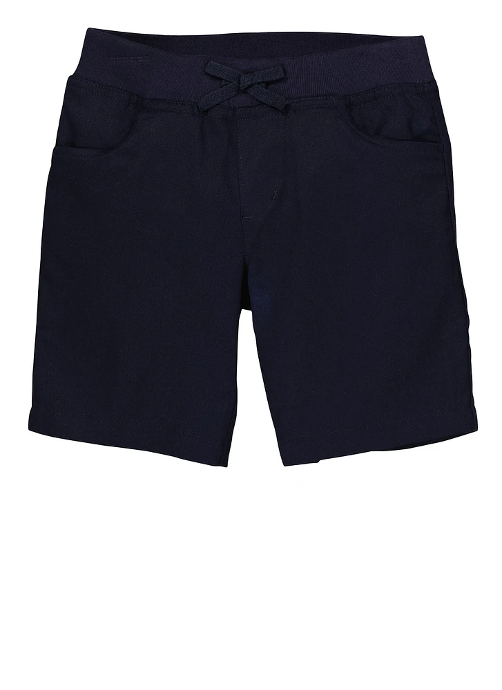 French Toast Girls 4-6x Solid Faux Drawstring Shorts, Blue, Size 8