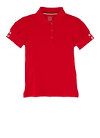 French Toast Girls 4-6x Puff Sleeve Button Detail Polo, Red, Size 6-6X