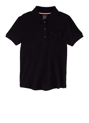 French Toast Girls 4-6x Solid Interlock Polo, Blue, Size 4-5