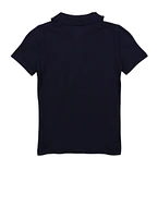 French Toast Girls 7-16 Rhinestone Button Short Sleeve Polo Shirt, Blue, Size 14-16