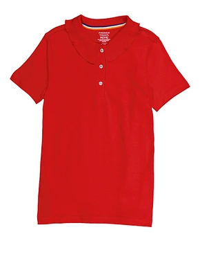 French Toast Girls 7-16 Rhinestone Button Polo Shirt, Red, Size 14-16