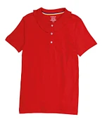 French Toast Girls 7-16 Rhinestone Button Polo Shirt, Red, Size 14-16