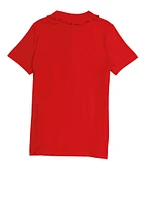 French Toast Girls 7-16 Rhinestone Button Polo Shirt, Red, Size 14-16