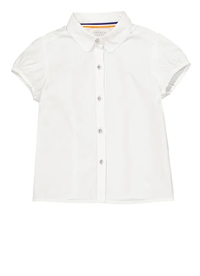 French Toast Girls 4-6x Rhinestone Button Front Shirt, White,