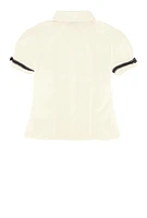 French Toast Girls 7-14 Ribbon Trim Button Front Shirt, White, Size 7