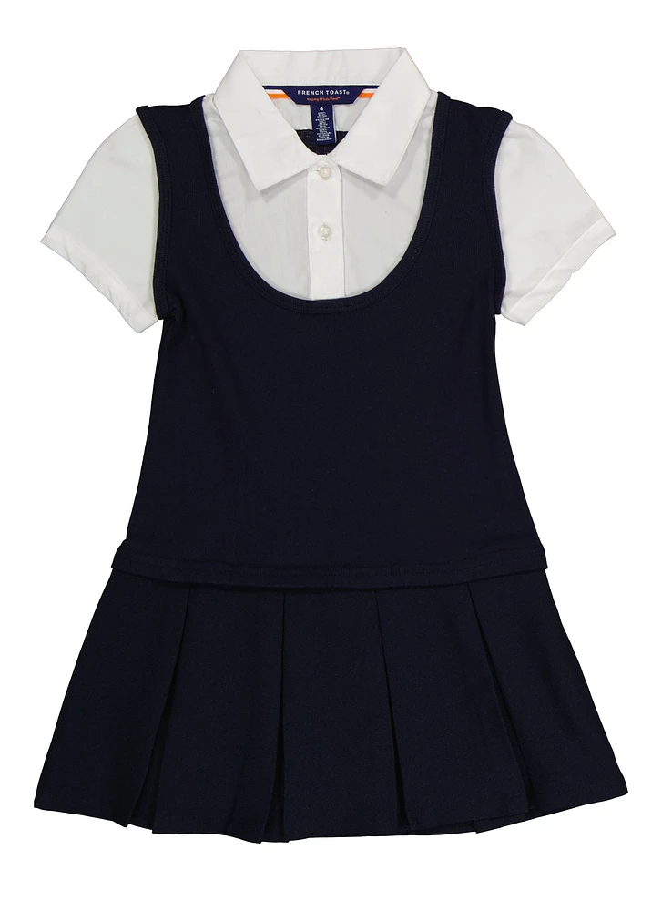 French Toast Girls 4-6x Pleated Jumper and Shirt, Blue, Size 6