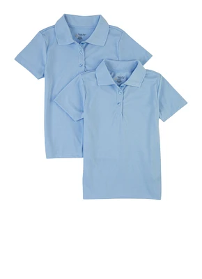 Girls 7-14 Short Sleeve Polo Shirts 2 Pack, Blue, Size 14-16