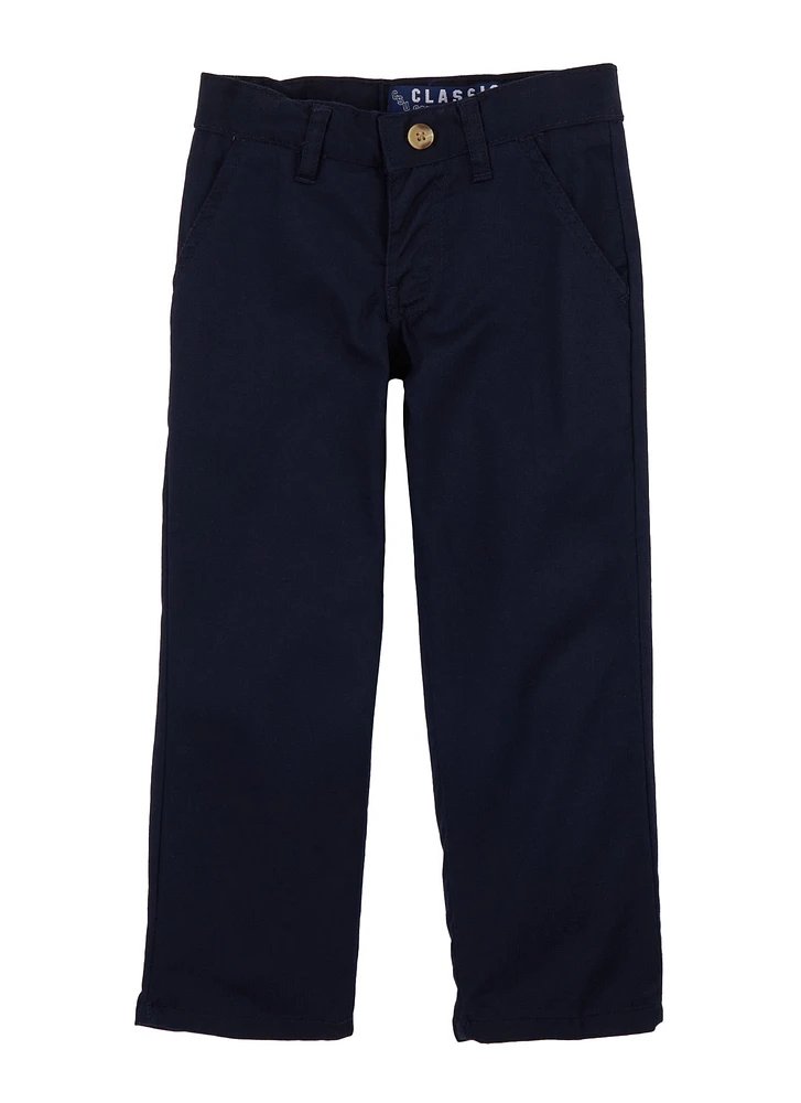 Girls 4-6x Twill Straight Leg Pants, Blue, Size 6
