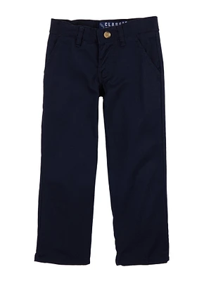Girls 4-6x Twill Straight Leg Pants, Blue, Size 6