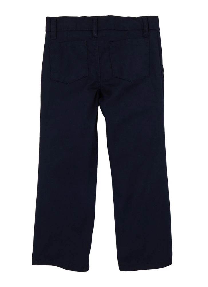 Girls 4-6x Twill Straight Leg Pants, Blue, Size 6
