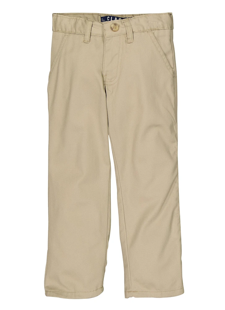 Girls 4-6x Basic Straight Leg Pants, Khaki, Size 6