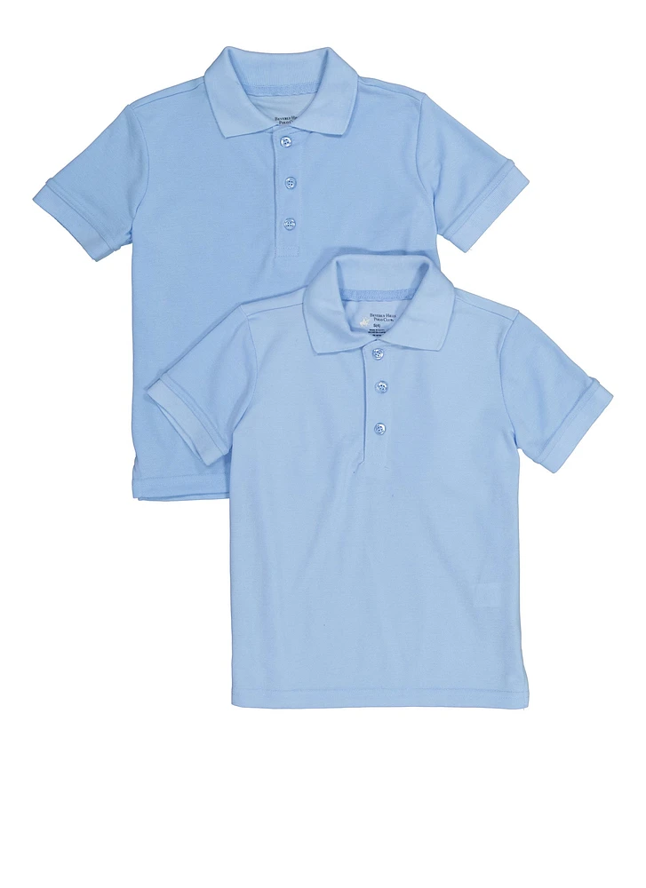 Boys 4-7 Short Sleeve Pique Polo 2 Pack, Blue,