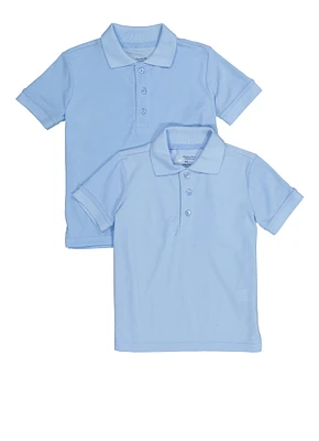 Boys 4-7 Short Sleeve Pique Polo 2 Pack, Blue,