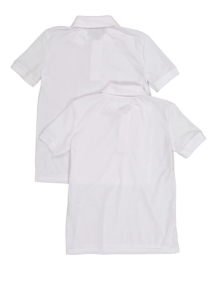 Boys 8-16 Solid Short Sleeve Pique Polo 2 Pack, White, Size 16-18