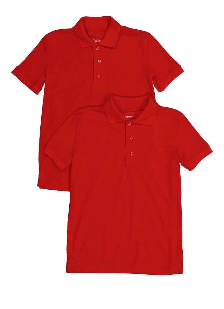 Boys 4-7 Short Sleeve Pique Polo Shirt 2 Pack, Red, Size 8-10