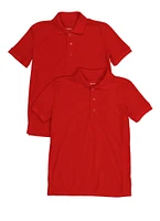 Boys 4-7 Short Sleeve Pique Polo Shirt 2 Pack, Red, Size 8-10