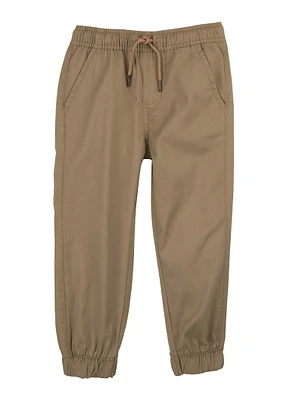 Boys 4-7 Twill Drawstring Waist Joggers, Khaki, Size 4